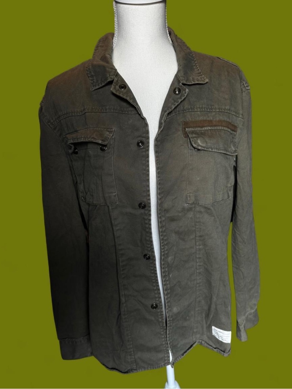 Adam Levine Collection Olive Green Military Field Jacket
